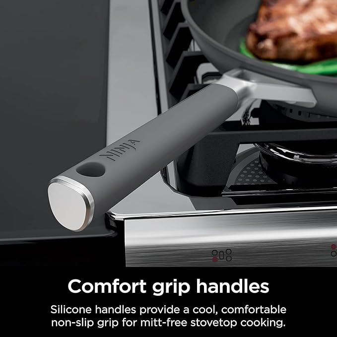 Ninja NeverStick Professional Hard-Anodized 10 Piece Pots &amp Pans Set Nonstick Cookware Set Durable Oven Safe to 500°F Slate Grey C39500