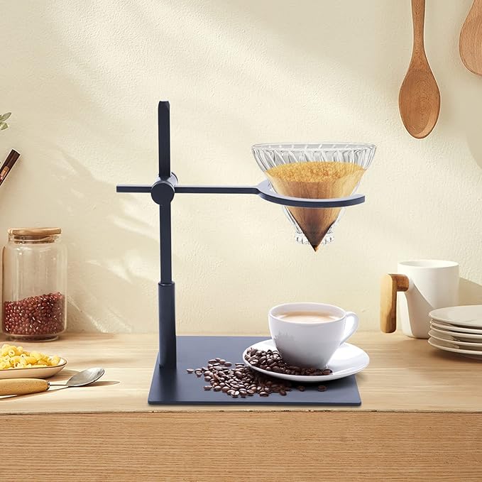 Pour over Stand Coffee Station Aluminum Height Stand Pour-Over Dripper Rack with Non-slip Silicone Pad For Coffee Connoisseurs