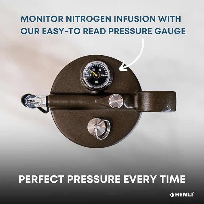 Nitro Cold Brew Coffee Maker 12 oz Ceramic-Lined Tritan Cup Pressure Gauge Stores 3 Nitrogen Gas Bulbs Custom Designed for Cold Brew and Nitro Drinks