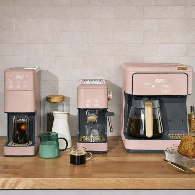 Multi Brew Coffee Maker with Single Serve and Carafe Brewing Options for Countertop Home Use (Rose)