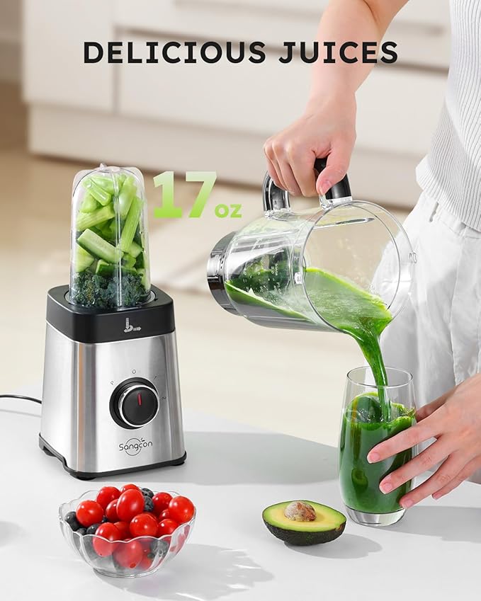 Sangcon Blenders for Kitchen - Smoothie Blender - Personal Blender for Shakes and Smoothies Grinding &amp more 40 oz Jar &amp 17oz Cup with To-Go Lid