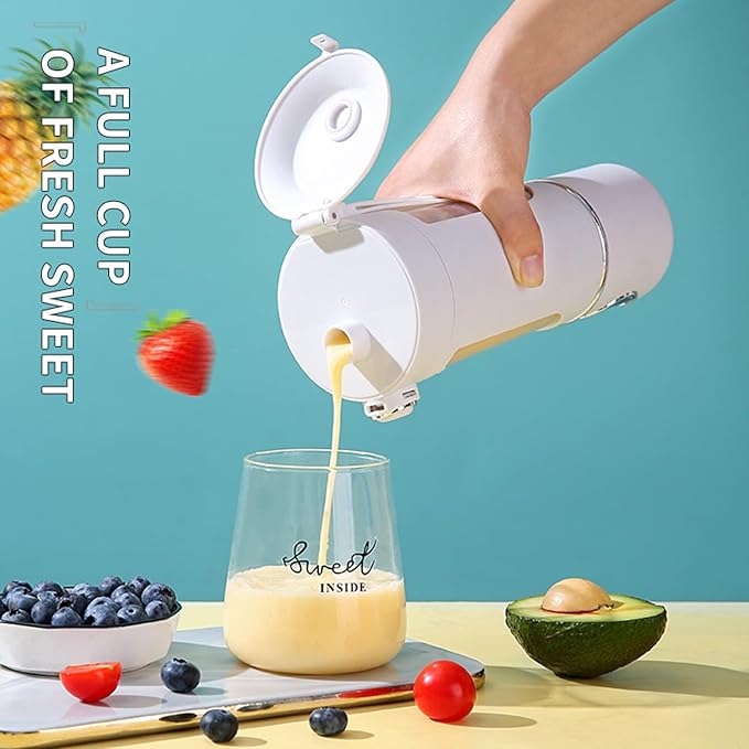 Portable USB Blender for Smoothies - 700ml Personal Blender Cup Rechargeable Travel Juicer with Powerful Motor for Shakes Juices &amp Crushing Ice at Home Office &amp Gym
