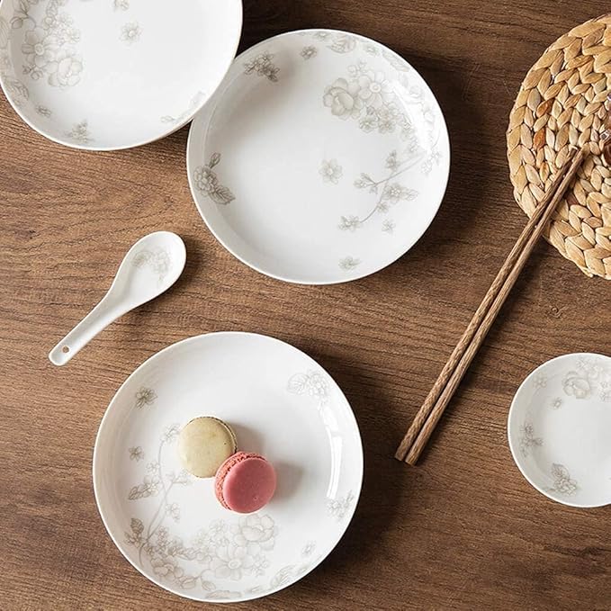 Dinnerware Set Dinner Party Tableware Service Set Ceramics Dinnerware Set with 46/50-PiecePlant Flower Porcelain Combination SetOne Color-50pieces