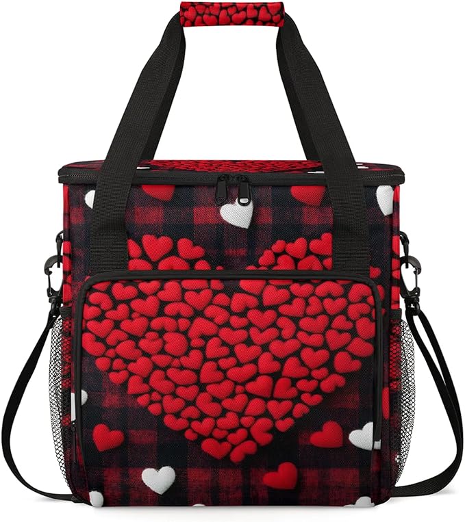 Valentine's Day Coffee Maker Travel Bag Heart Insulated Grocery Bag Travel Picnic Leakproof Cooler Bags With Shoulder Strap