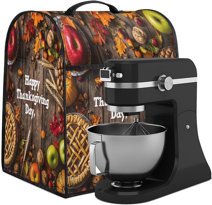 cfpolar Kitchen Aid Mixer Cover Compatible with 6-8 Quarts Thanksgiving Pumpkin Food Stand Mixer Cover Kitchen Aid Mixers Accessories Appliance Organizer Bag Dust Covers with Zipper Pocket