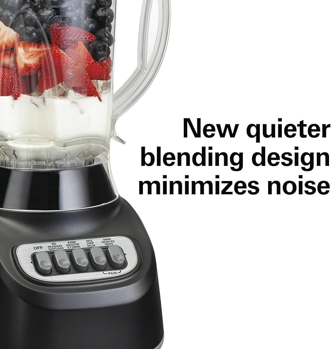 Beach Smoothie Blender with 650W Peak Power Wave Action System 12 Functions 48 oz BPA-Free Jar and Ice Sabre Blades Black (Black)