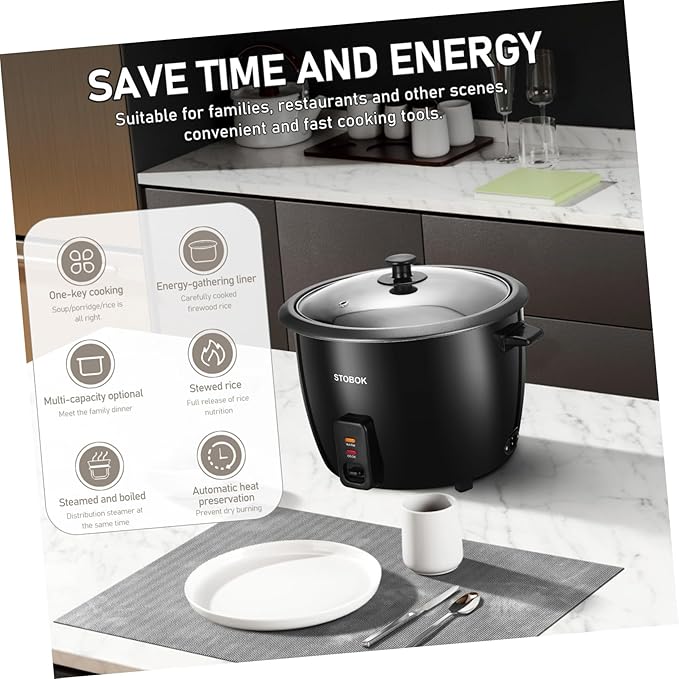 Luxshiny Electric Rice Cooker with Clear Lid Portable Multi-function Stew and Soup Pot Automatic Keep Warm Feature US Plug for Home and Travel Cooking