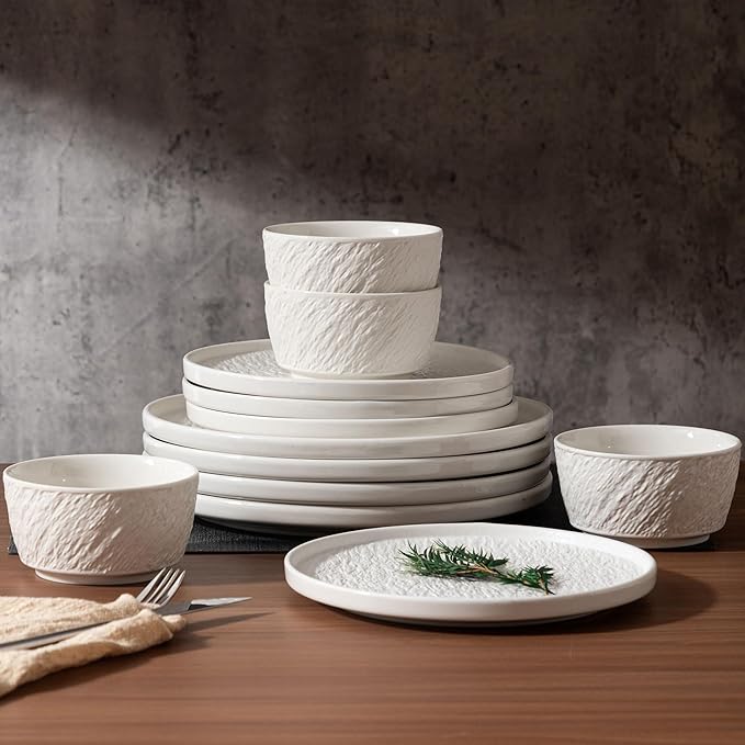 Dinnerware sets plates and bowls sets modern platesCeramic Dinnerware Sets12 Pieces Porcelain Lightweight PlatesScratch Resistant Dish Set (style - 9 4 - Set (12pcs))