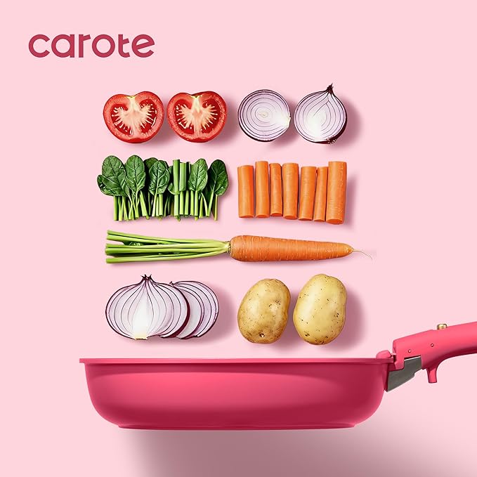 CAROTE 15pcs Pots and Pans Set Non Stick Cookware Set Non Toxic with Detachable Handle Induction Kitchen Cooking Set Dishwasher/Oven Safe RV/Camping Cookware