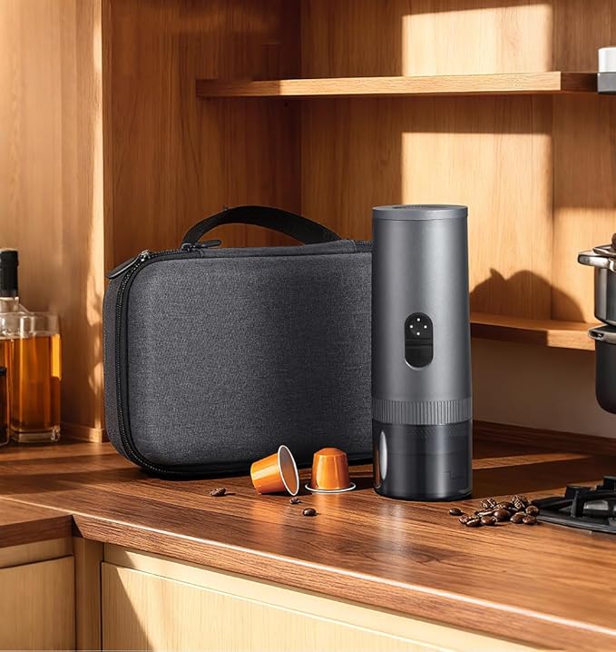 3-in-1 Portable Espresso Machine with Self-Heating 20 BAR Pressure 7800mAh Battery &amp Carrying Bag - Compact Travel Coffee Maker for Capsules Ground Coffee Iced Brew for Camping Hiking Office
