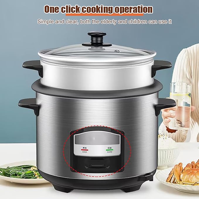 Rice Cooker Pot Style and Food SteamerHousehold 4.5/5.5/6.5L Stainless Steel Rice CookerOne TouchAutomatic Insulation(4.5L)