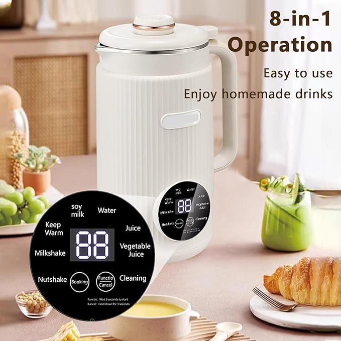 Electric Nut Milk Frother Maker Machine 50oz (1.5L) Portable Soy Milk Blender with Delay Start/Keep Warm/Clean Green