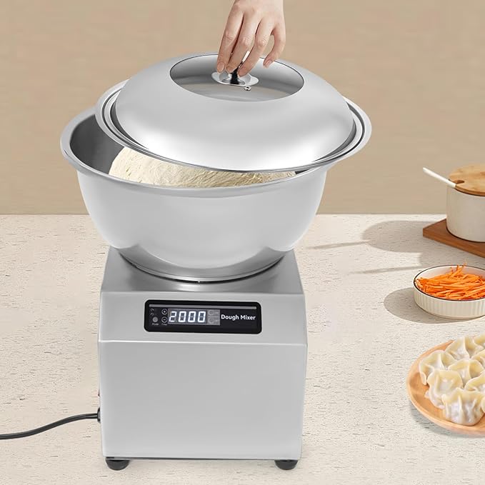 Commercial Dough Mixer Machine 1500W 8KG Heavy Duty Spiral Kneader with 1400rpm &amp Dual Rotation 110V Free Standing Electric Dough Maker for Bakery Restaurant Pizza Dough
