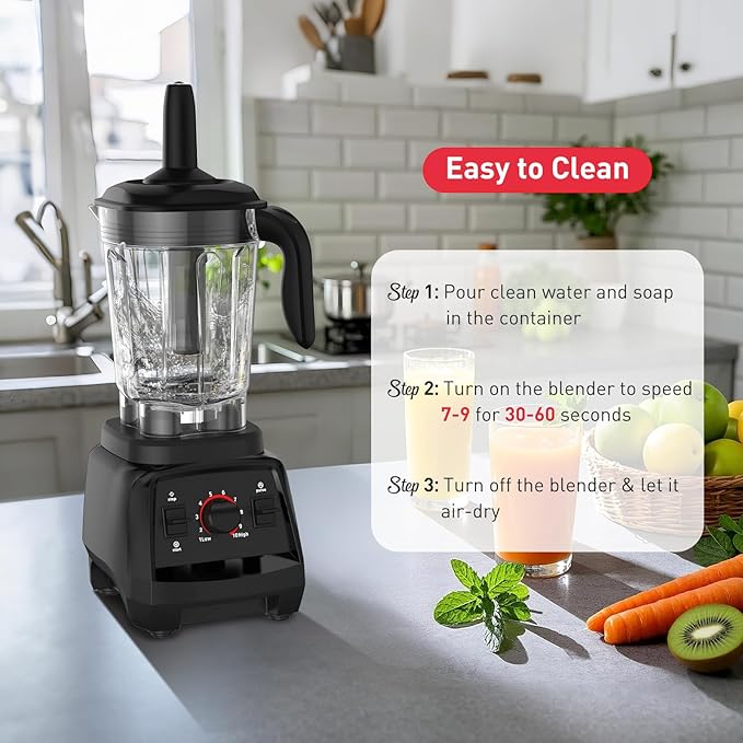 Smoothie Blender 1800W Countertop Professional Blender Juicer for Kitchen Ice Crusher or Juice Milkshake Dessert
