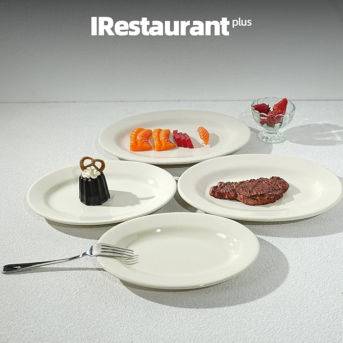 Stoneware Wide Rim Commercial Grade Dinnerware America White Platter 11 5/8 x 8 Case of 12