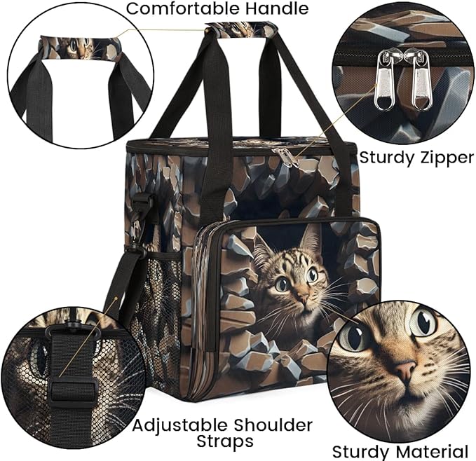 Funny Cat Coffee Maker Travel Bag for K-Mini or K-Mini Plus Single Serve Coffee Brewer Portable Storage Tote Case for Tarvel