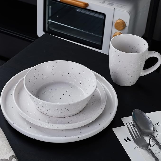 Stone lain Jade Stoneware Dinnerware Set 32-Piece Service for 8 White
