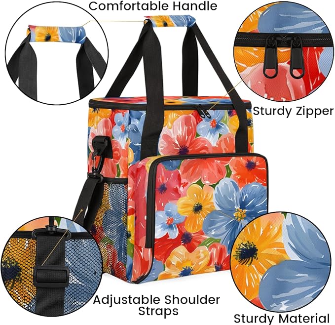 Fragrant Flower Coffee Maker Carrying Bag Portable Travel Storage Tote Bag Compatible with K-Mini or K-Mini Plus Single Serve Coffee Brewer Carrying Case with Multiple Pockets &amp Shoulder Strap