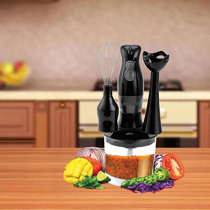 2-Speed Hand Blender And Food Processor With Balloon Whisk (Black)