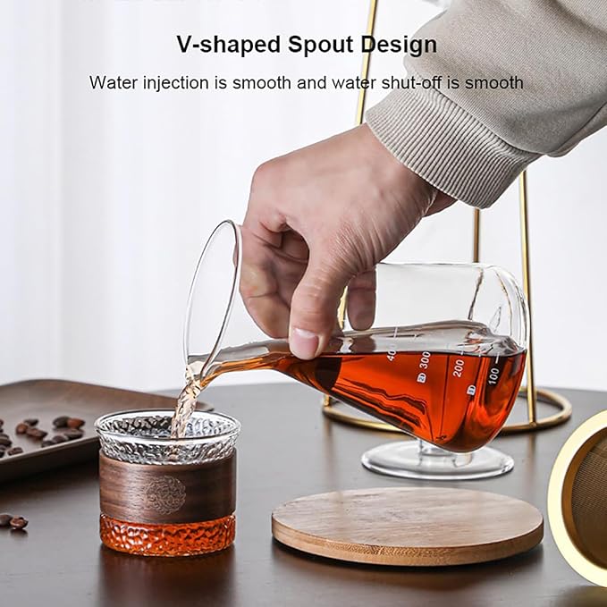 Portable Cold Drip Coffee Maker Drip Tower Coffee Maker 400ml Glass Coffee Pot with Stainless Steel Regulating Valve V-Shaped Spout for Home Office