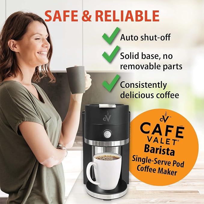 Café Valet Barista Single Serve Coffee Maker Compatible with K-Cup Coffee Pods Compact Design