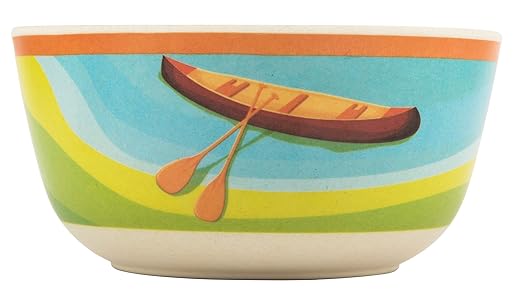 Melange 36-Piece Bamboo Dinnerware Set (Camp Mountains) | Shatter-Proof and Chip-Resistant Bamboo Plates and Bowls | | Dinner Plate Salad Plate &amp Soup Bowl (12 Each)
