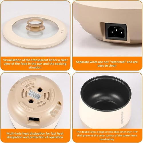 1.6 L Small Electric Rice Cooker Mini Rice Cooker 450 W 220 V Nonslip Rice Maker 36 Minutes Fast Cooking Rice Cooker and Warmer Over Heating Boil Dry Protection for Cooking Rice Porridge