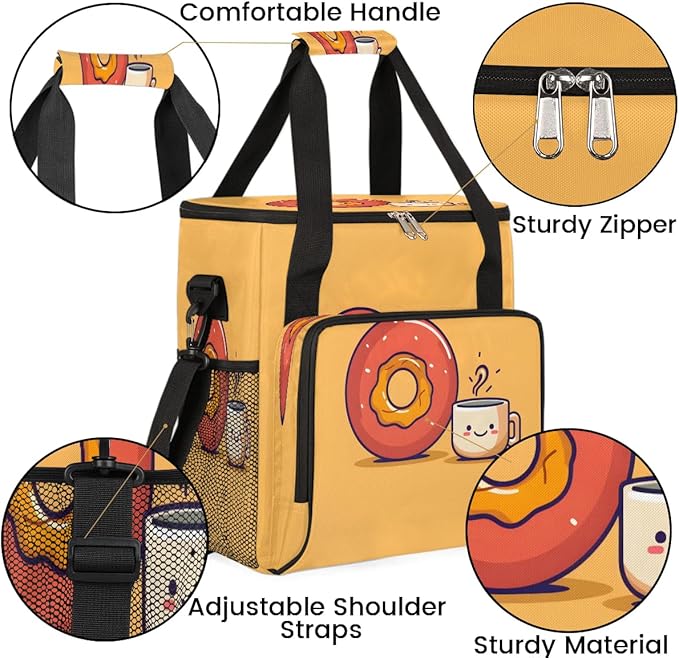 Doughnut Coffee Coffee Maker Carrying Bag Compatible with K-Mini or K-Mini Plus Portable Single Cup Coffee Maker Case with Pockets for K Cup Pods