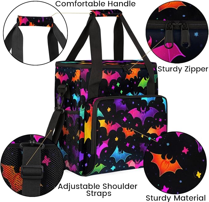 Gothic Bat Coffee Maker Carrying Bag Mystical Bat Travel Storage Bag Compatible with K-Mini or K-Mini Plus Single Serve Coffee Brewer Carrying Case with Multiple Pockets &amp Shoulder Strap