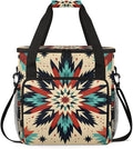 Traditional Aztec Coffee Maker Carrying Bag Geometry Flower Travel Storage Bag Compatible with K-Mini or K-Mini Plus Single Serve Coffee Brewer Carrying Case with Multiple Pockets &amp Shoulder Str