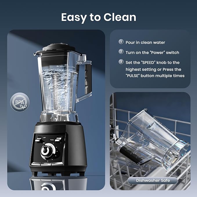 Blenders for kitchen 1800W Smoothie Blender Professional High Speed Countertop Blender with Stainless Steel Blades 68-oz. Pitcher Ice Crushing &amp Frozen Fruit BPA Free Black