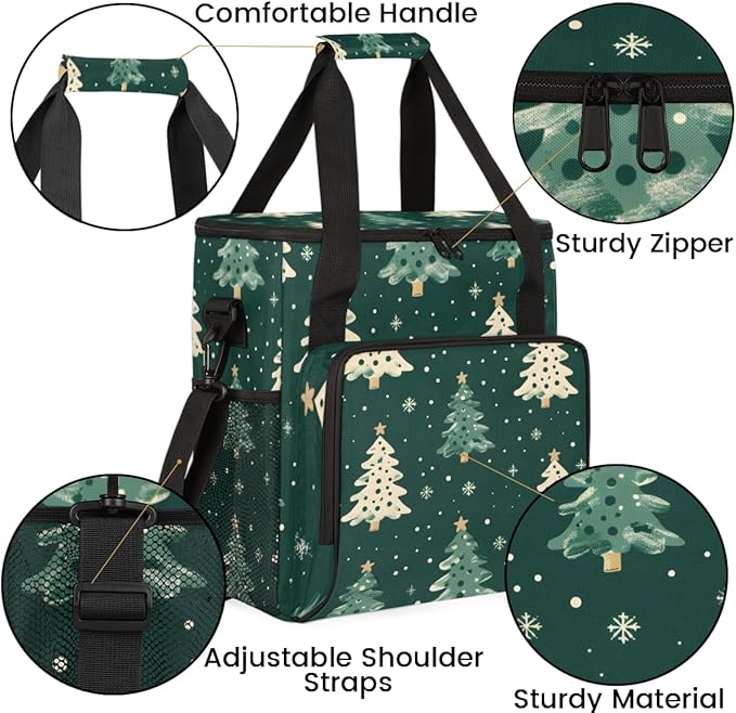 Fantastic Tree Christmas Coffee Maker Carrying Bag Travel Storage Bag Compatible with K-Mini or K-Mini Plus Single Serve Coffee Brewer Carrying Case with Multiple Pockets &amp Shoulder Strap