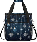 Christmas Snowflakes Coffee Maker Carrying Bag Xmas Snowflakes Travel Storage Bag Compatible with K-Mini or K-Mini Plus Single Serve Coffee Brewer Carrying Case with Pockets &amp Shoulder Strap