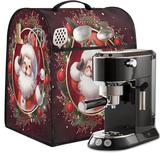 Kitchen Aid Mixer Cover Christmas Ball Santa Claus Stand Mixer Cover Compatible with 6-8 Quarts Stand Mixers Dust Covers with Zipper Pocket Foldable Washable Kitchen Aid Organizer Bag