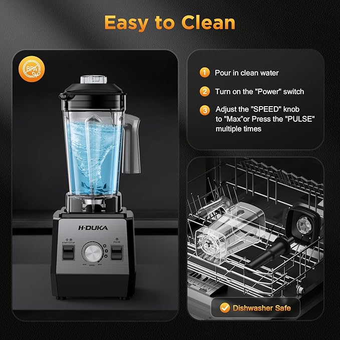 Blender Countertop Blenders for Kitchen with 64oz Pitcher Powerful 25000 PRM Blender for Smoothies Ice Crushing Frozen Fruits Milkshakes Pulse Function Self-Cleaning (Silver Black)