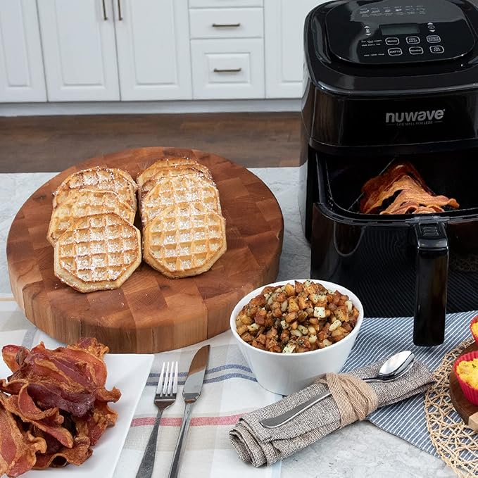 NUWAVE 6 QT Air Fryer Accessories 6 Silicone Egg Liners a Stainless Steel Toaster Rack and a Stainless Steel Bacon Rack (Breakfast Kit)