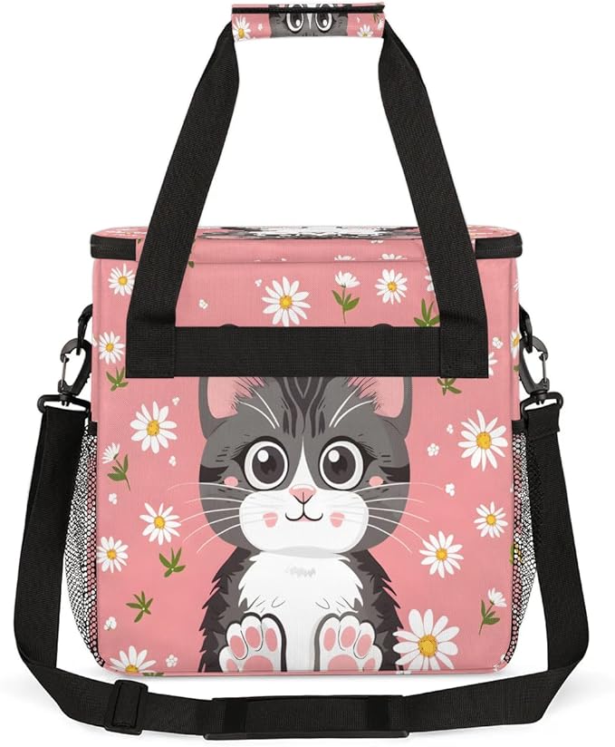 Cat and Daisy Coffee Maker Carrying Bag for Keurig K-Mini or K-Mini Plus Storage Portable Coffee Maker Travel Bag