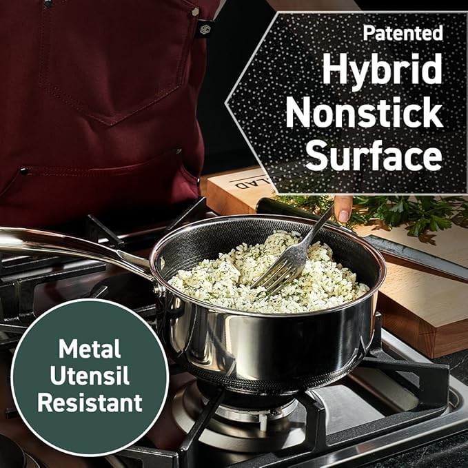 HexClad Hybrid Nonstick 7-Piece Cookware Set 10 Pan with Lid 10 Wok 8Qt Stockpot with Lid and Salt and Pepper Grinder Set