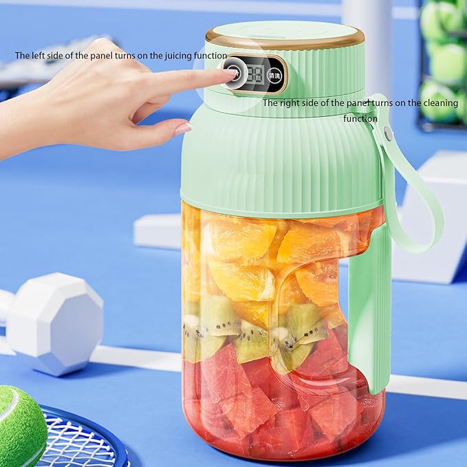 Multifunctional Portable Juicer Cup with Digital Display Personal Wireless Portable Blender Rechargeable for Shakes and Smoothies Fruits and Veggies Easy To Clean (White-A)