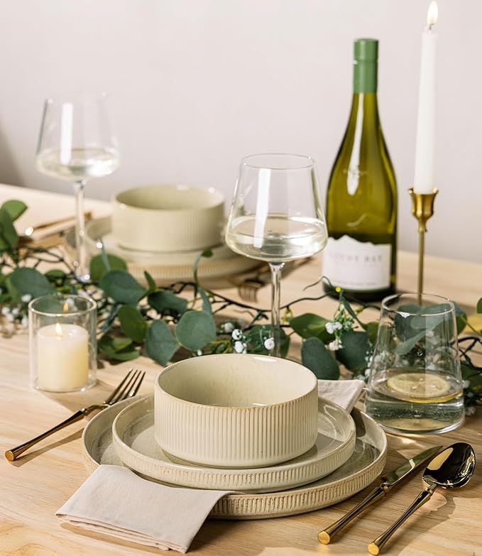 TheTerra Ceramic Dinnerware Sets for 4 12 Pieces Porcelain Lightweight Speckled Plates and Bowls Sets Scratch Resistant Dish Set Oven &amp Microwave &amp Dishwasher Safe