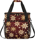 Xmas Snowflakes Coffee Maker Carrying Bag Bright Snowflakes Travel Storage Bag Compatible with K-Mini or K-Mini Plus Single Serve Coffee Brewer Carrying Case with Multiple Pockets &amp Shoulder Str