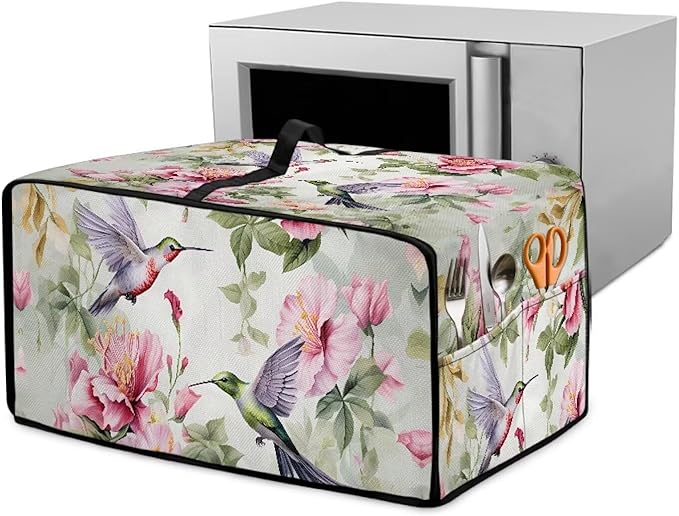 Doojoayie 8 Slice Toaster Cover Hummingbird 8 Slice Small Appliance Covers Stain Resistant &amp Dustproof Kitchen Appliance Protector Flower Print