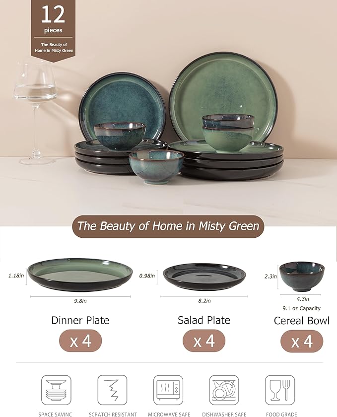 Dinnerware sets plates and bowls sets modern platesCeramic Dinnerware Sets12 Pieces Porcelain Lightweight PlatesScratch Resistant Dish Set (style - 7 4 - Set (12pcs))