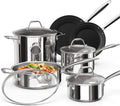 For StainleSteel Pots and Pans Set 10 Piece Kitchen Cookware Set with