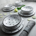 Handmade White and Black Polka Dot Ceramic 12 piece Dinnerware Set | Pottery Tableware Service for 4 | Dinner Plates | Side Plates | Bowls | Housewarming Gift by City to Cottage®
