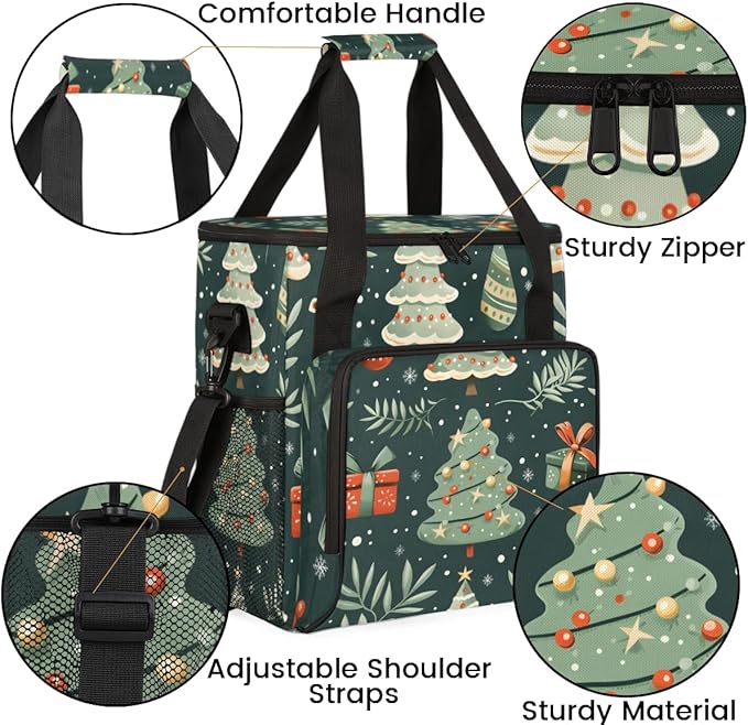 Cartoon Tree Coffee Maker Carrying Bag Christmas Tree Travel Storage Bag Compatible with K-Mini or K-Mini Plus Single Serve Coffee Brewer Carrying Case with Multiple Pockets &amp Shoulder Strap