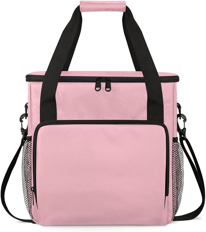Light Pink Coffee Maker Carrying Bag Waterproof Insulated Leakproof Cooler Bag Portable Storage Tote Bag Organizer With Shoulder Strap