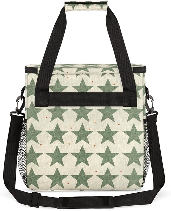 Retro Green Star Coffee Maker Carrying Bag Portable Travel Storage Tote Bag Compatible with K-Mini or K-Mini Plus Single Serve Coffee Brewer Carrying Case with Multiple Pockets &amp Shoulder Strap