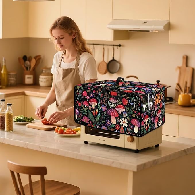 Doojoayie Mushroom Toaster Cover 4 Slice Bread Making Machine Dustproof Protector Dust-proof Appliance Covers for Toaster/Small Appliance/Air Fryer