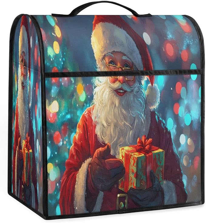 cfpolar Kitchen Aid Mixer Cover Compatible with 6-8 Quarts Santa Claus Christmas Hat Stand Mixer Cover Kitchen Aid Mixers Accessories Appliance Organizer Bag Dust Covers with Zipper Pocket